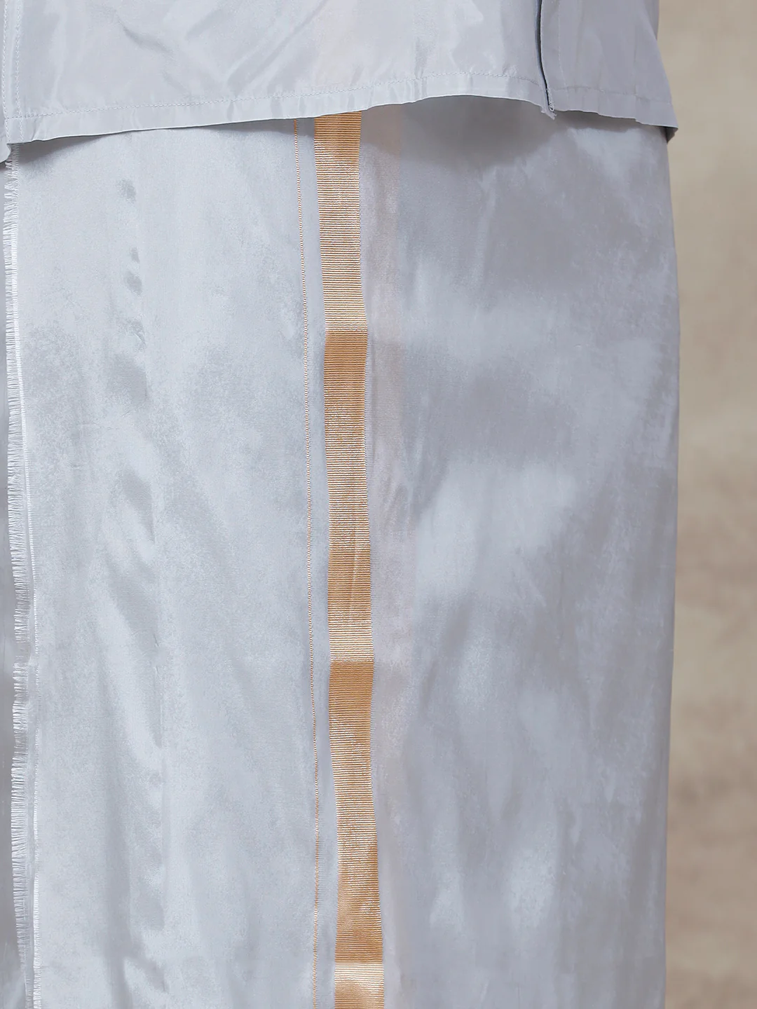 Couple Combo Shirt & Dhoti Set with Saree Silver Grey ASS95 - Image 9