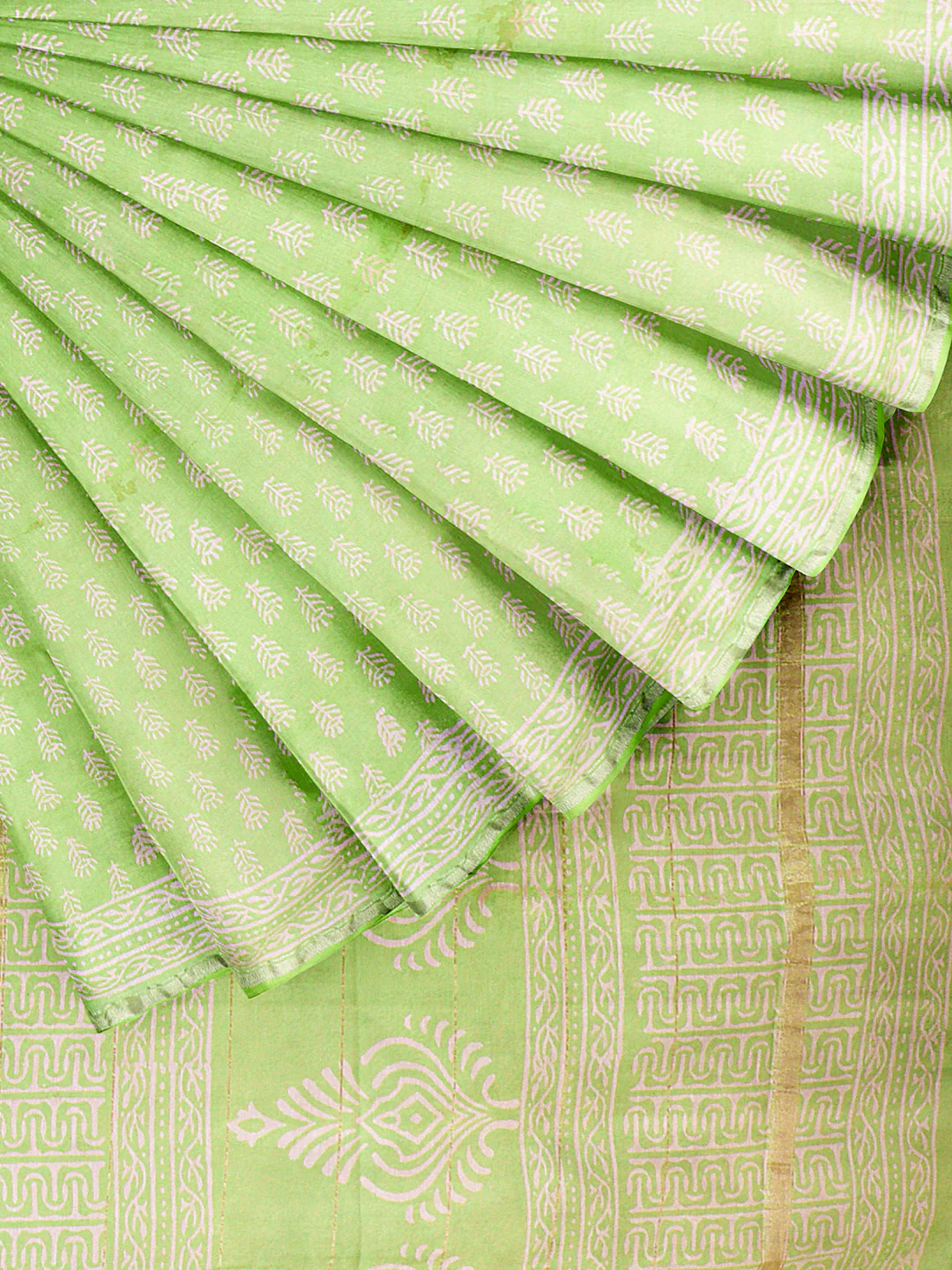 Couple Combo Shirt & Dhoti Set with Saree Light Green SC71 - Image 6