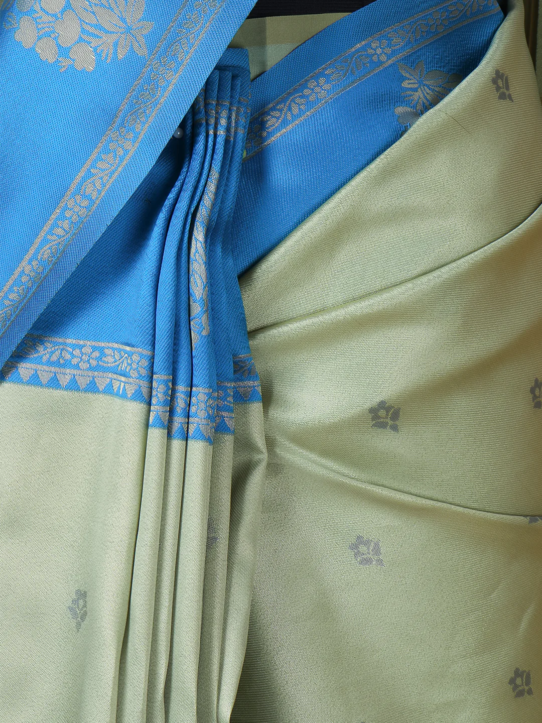 Couple Combo Shirt & Dhoti Set with Saree Moss Green ASS107 - Image 6