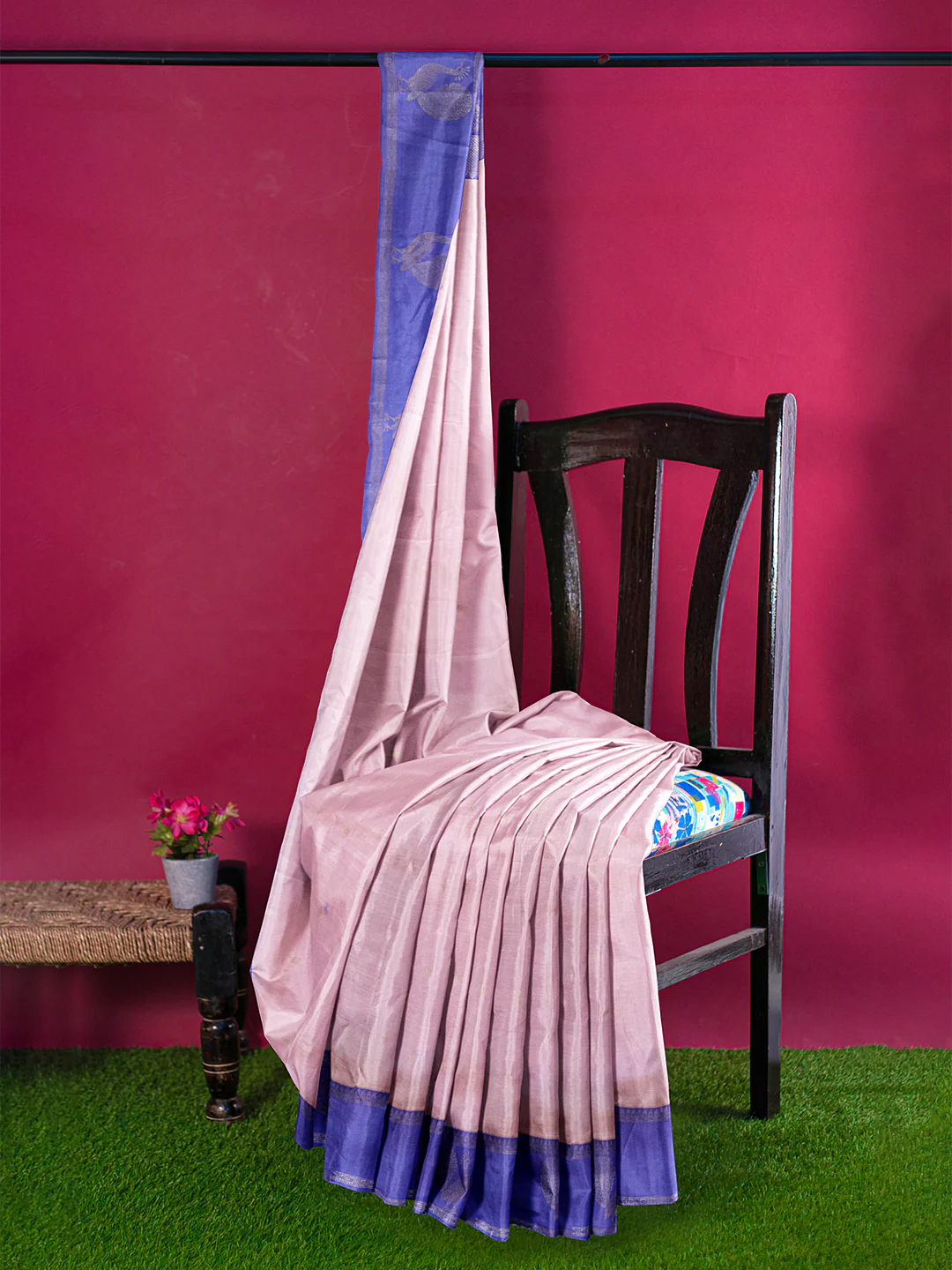 Couple Combo Shirt & Dhoti Set with Saree Pink ASS96 - Image 4