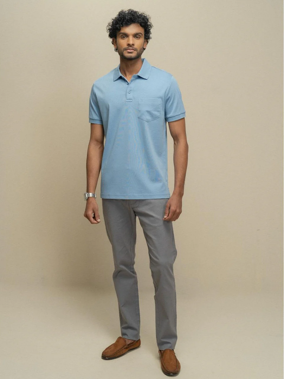 Extra Long Staple Cotton Polo Blue - Image 2