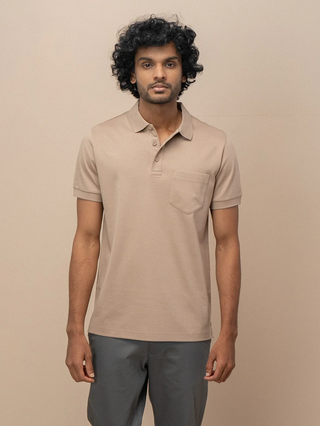 Extra Long Staple Cotton Polo Desert Beige