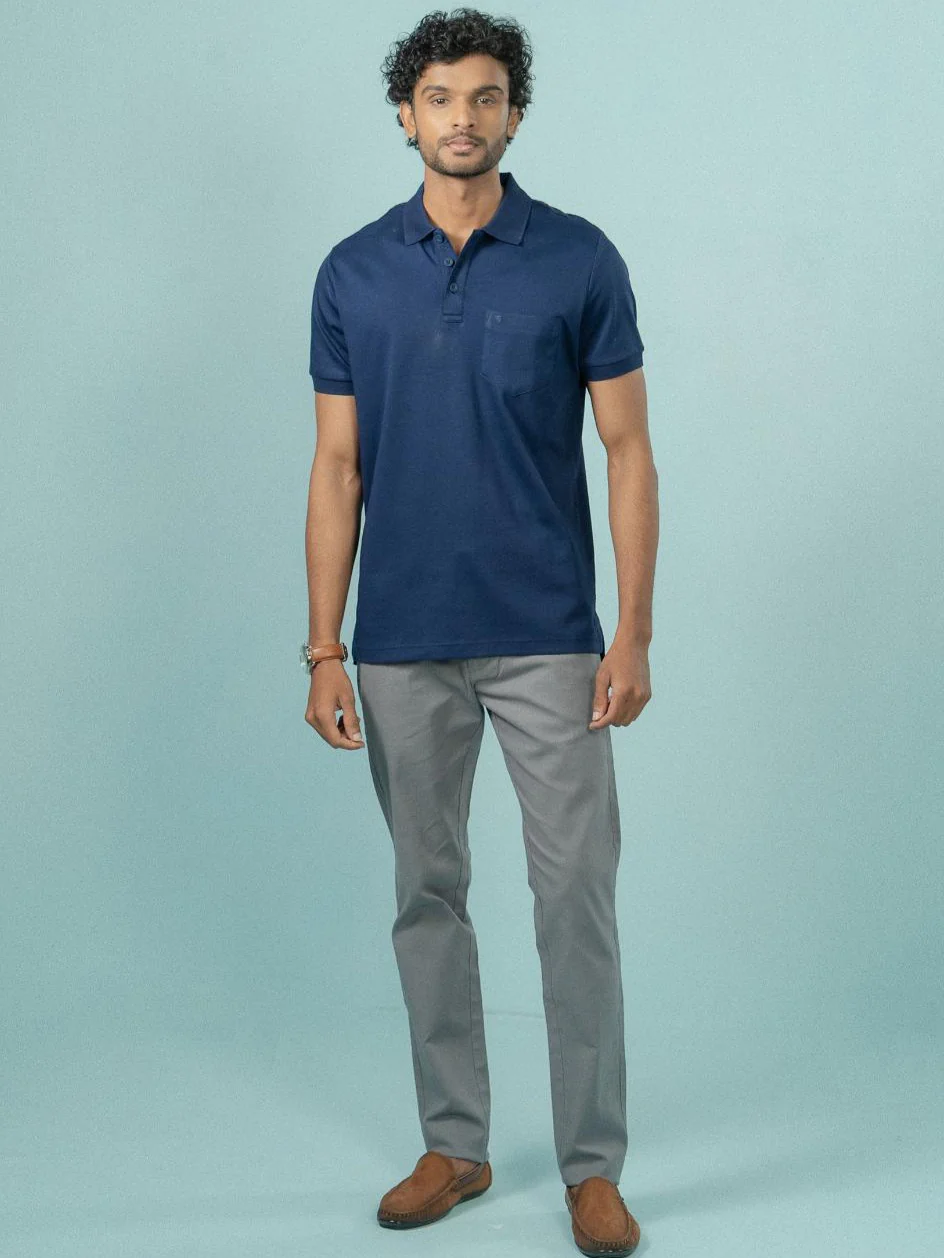 Extra Long Staple Cotton Polo Marine Royal - Image 2