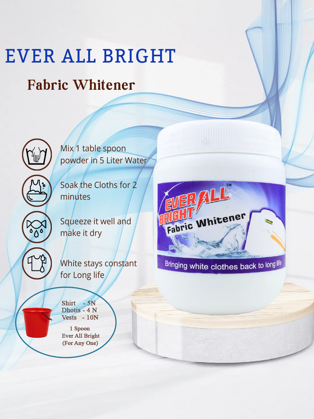 Fabric Whitener 500 gm Detergent Add On Powder Brighter Whites Powerful Stain Remover Removes Yellowness Chlorine Bleach Free Suitable with all Washing Detergent Powders and Liquids - Image 2