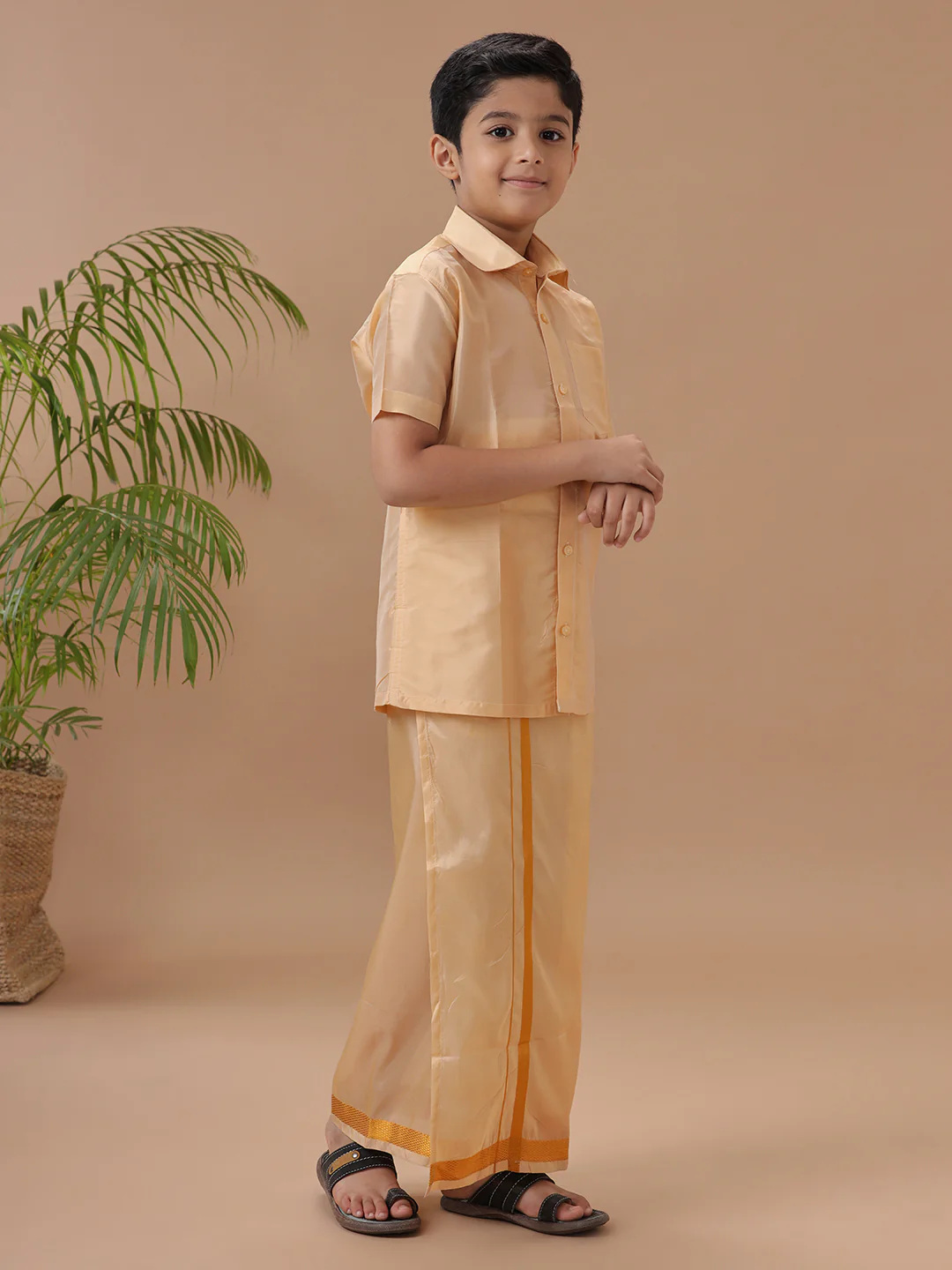 Father & Son Full Sleeves Art Silk Combo Swayamvara Fresh Peach - Image 5