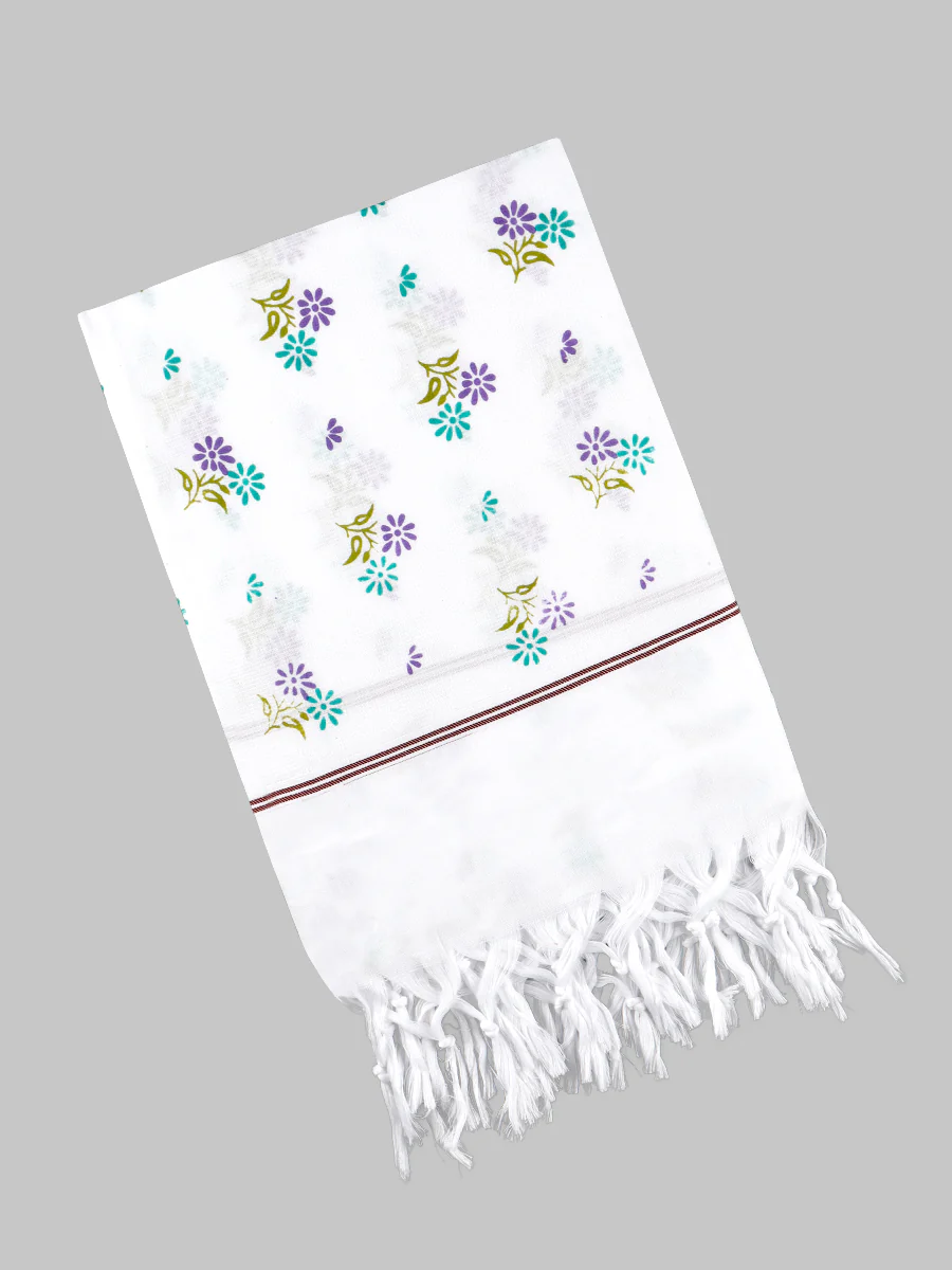 Fine Cotton White with Assorted Printed Design Bath Towel - Image 10