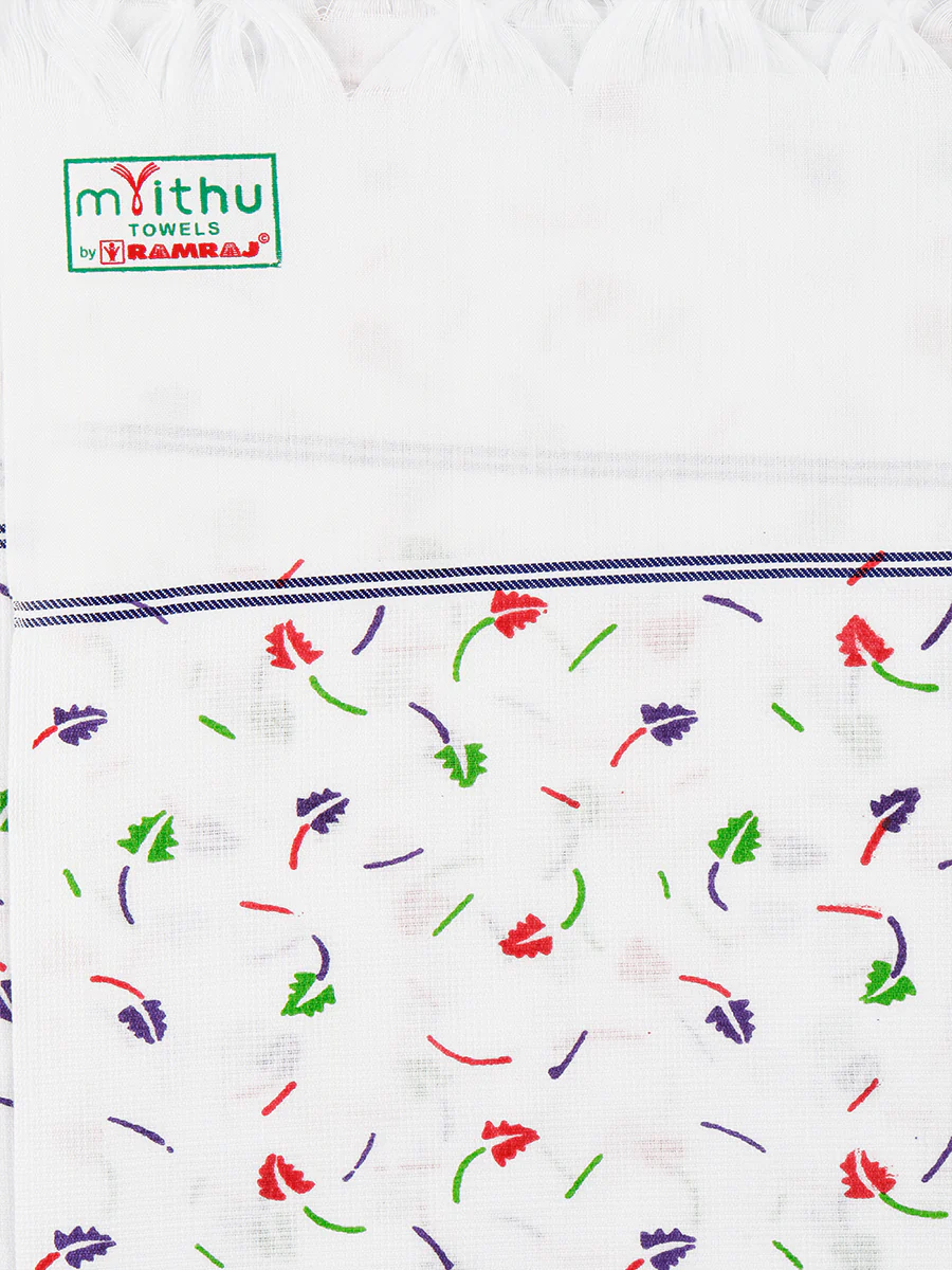 Fine Cotton White with Assorted Printed Design Bath Towel - Image 13