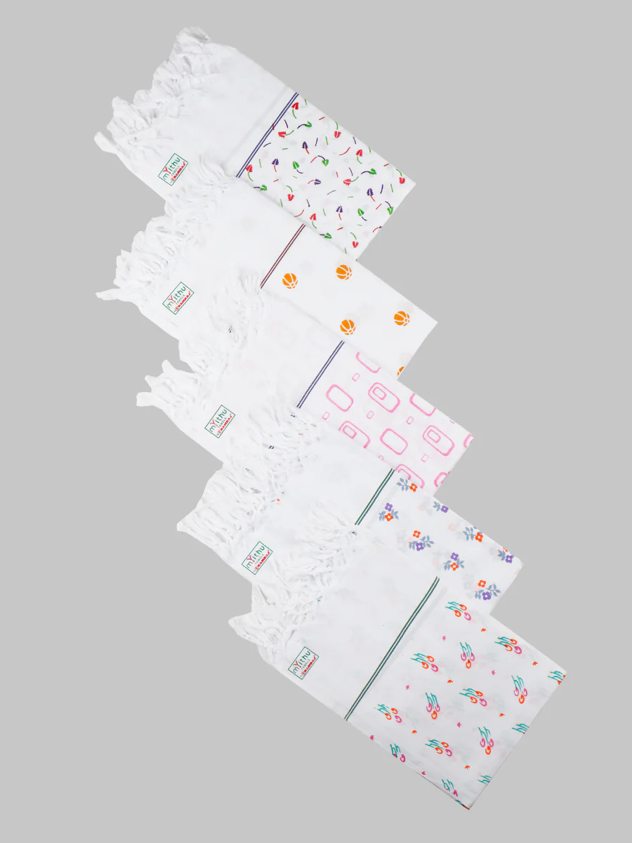 Fine Cotton White with Assorted Printed Design Bath Towel - Image 14