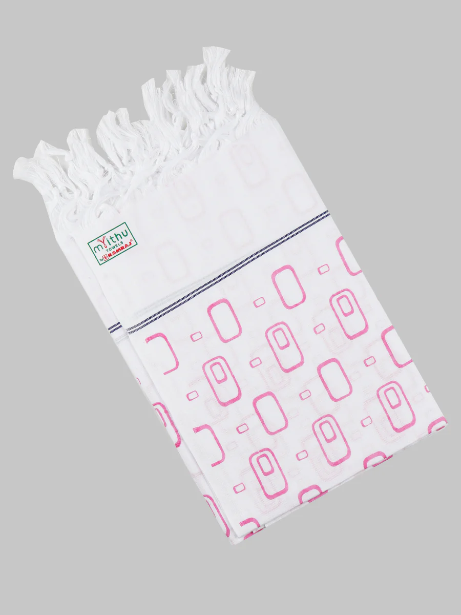 Fine Cotton White with Assorted Printed Design Bath Towel - Image 6