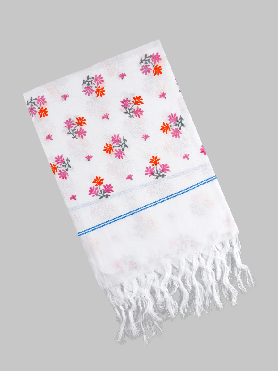 Fine Cotton White with Assorted Printed Design Bath Towel - Image 7