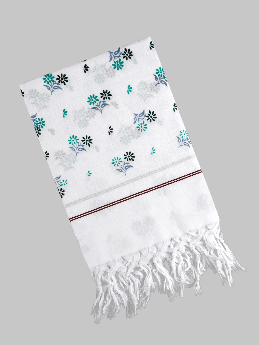 Fine Cotton White with Assorted Printed Design Bath Towel - Image 9