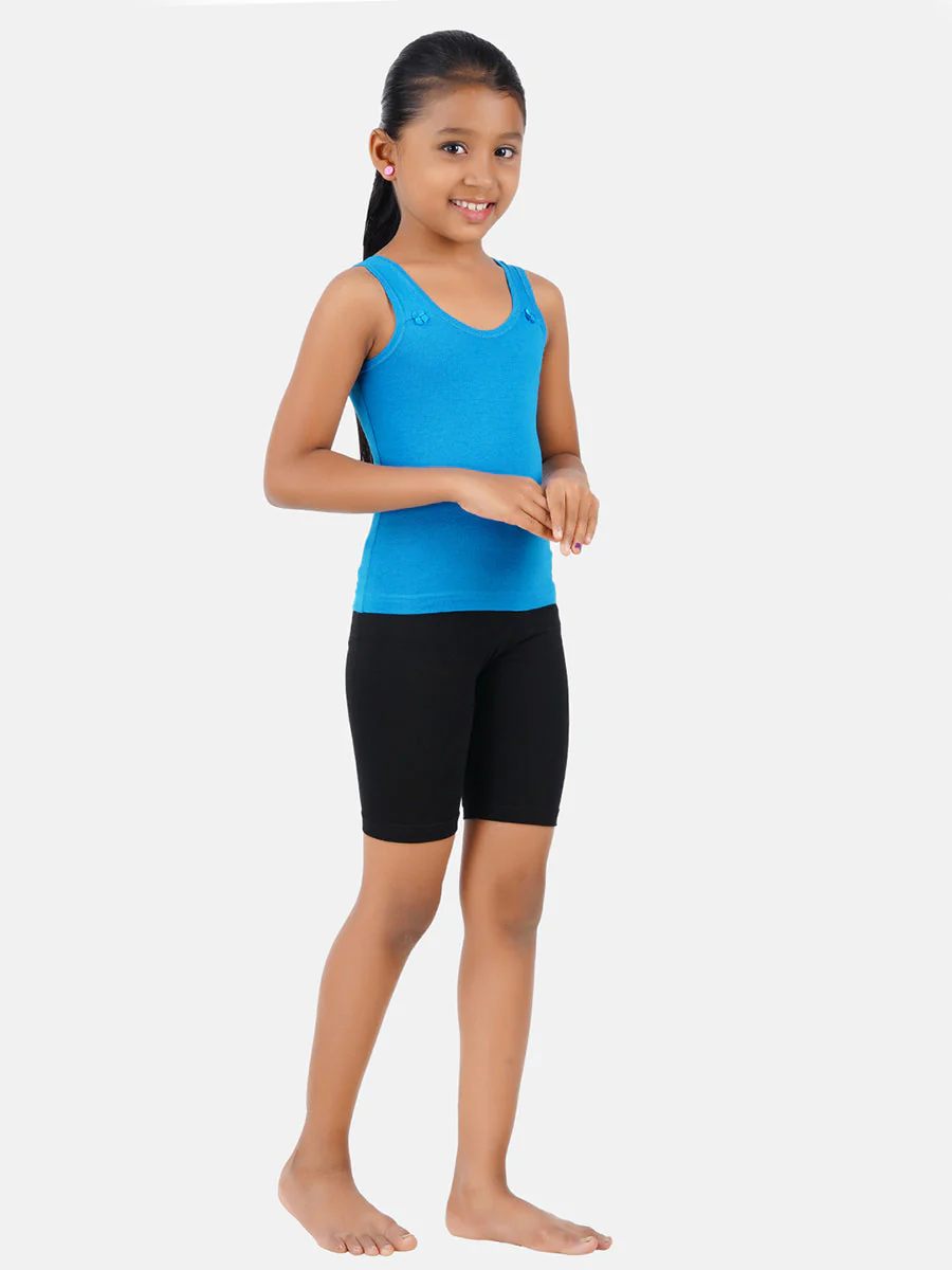 Girl's Assorted Colour Soft Combed Cotton Round Neck Cute Camisole (2PCs Pack) - Image 6