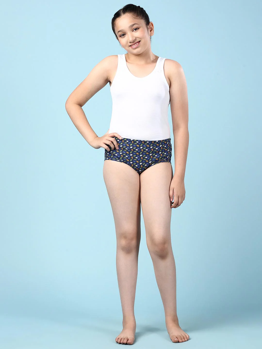 Girls Combed Cotton Assorted Colour Print Panties Pack of 5 - Image 2
