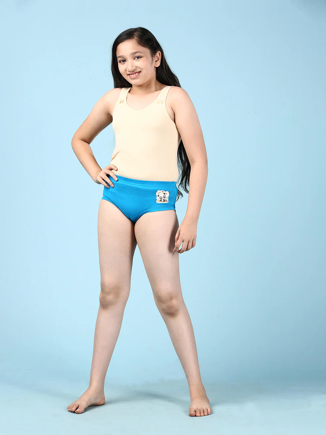 Girls Combed Cotton Assorted Colours Plain Panties Pack of 5 - Image 3