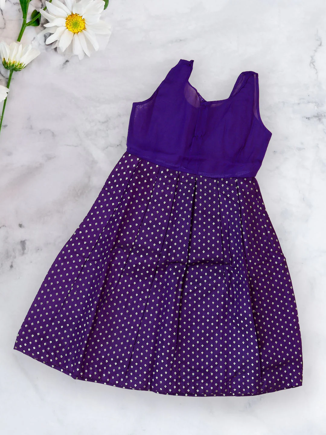 Girls Traditional Silk Cotton Skirt Set Lemongreen with Violet GPS16 - Image 5