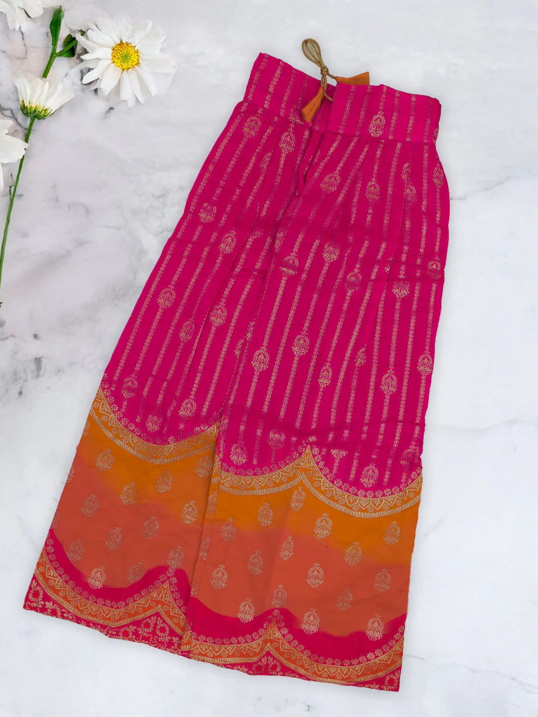 Girls Traditional Skirt Set Orange with Pink GPS27 - Image 3