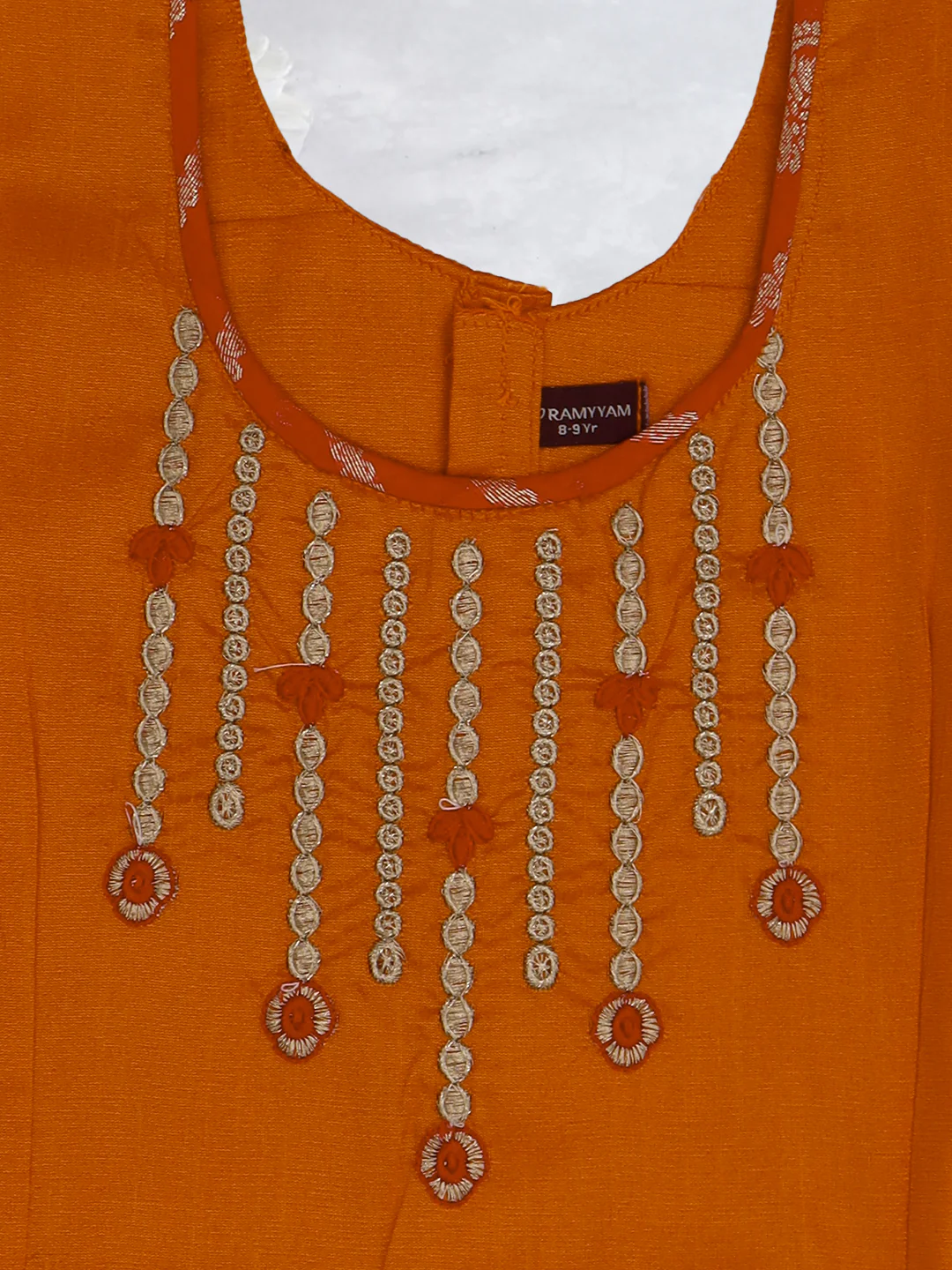 Girls Traditional Skirt Set Orange with Pink GPS27 - Image 4