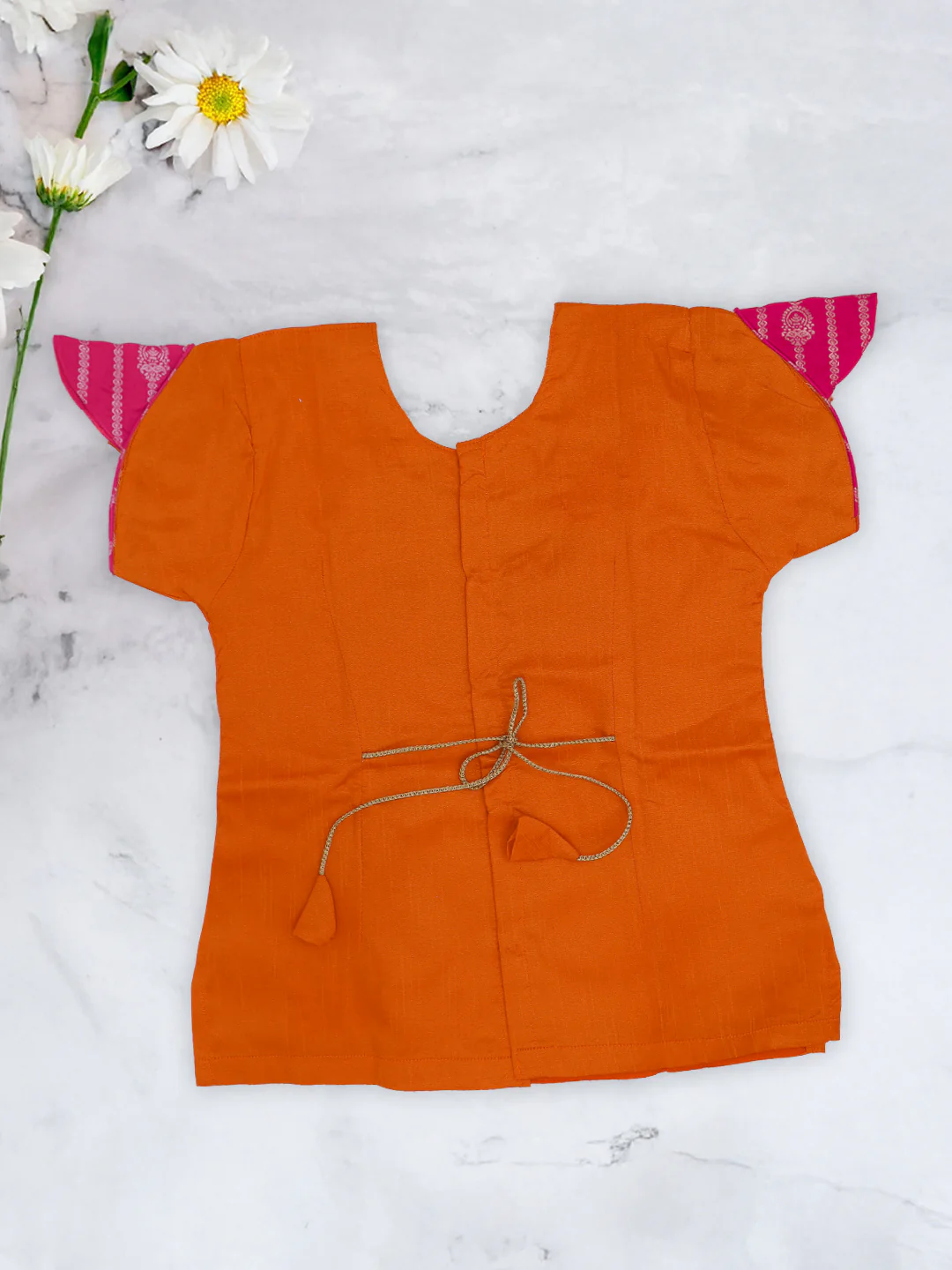 Girls Traditional Skirt Set Orange with Pink GPS27 - Image 7