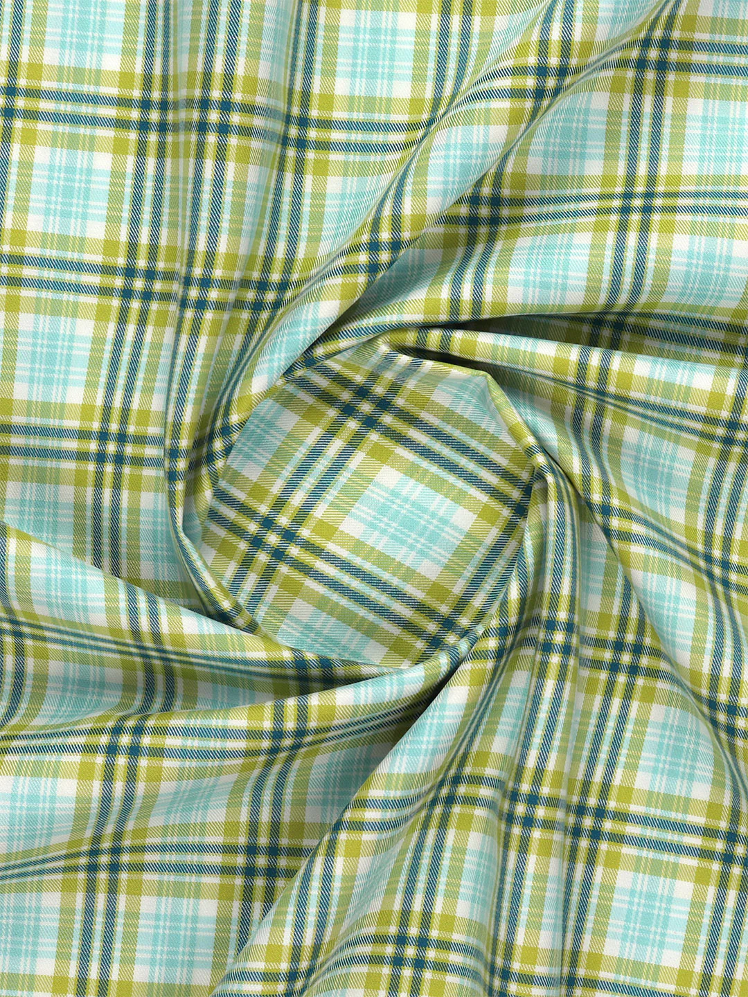 Giza Cotton Blend Checked Shirt Fabric Lemon Yellow Cascade
