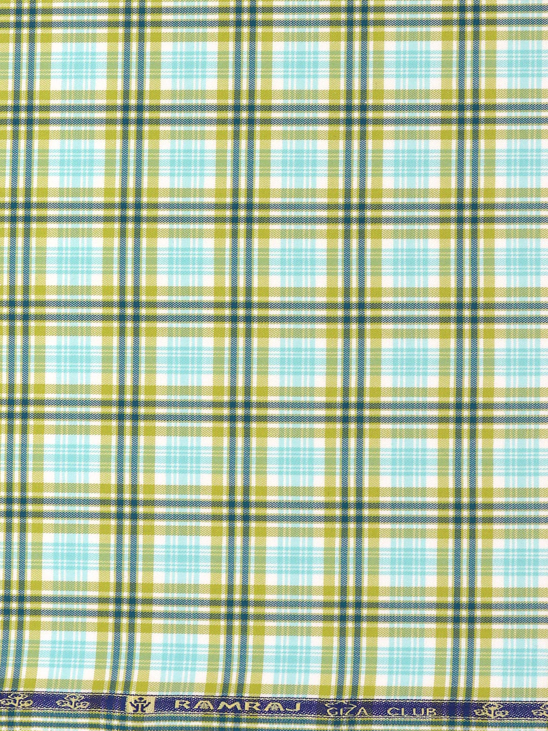 Giza Cotton Blend Checked Shirt Fabric Lemon Yellow Cascade - Image 3