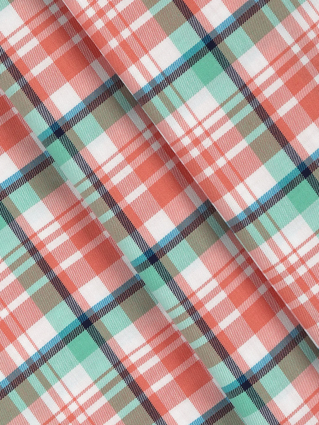Giza Cotton Blend Checked Shirt Fabric Light Orange Cascade - Image 2