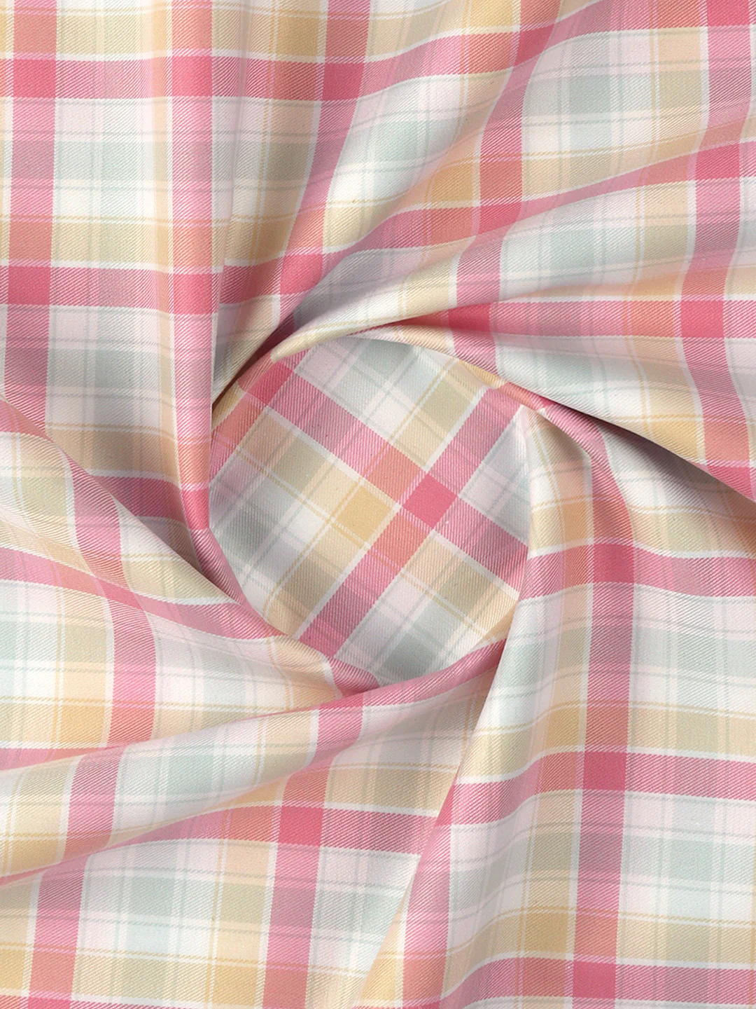 Giza Cotton Blend Checked Shirt Fabric Light Pink Cascade