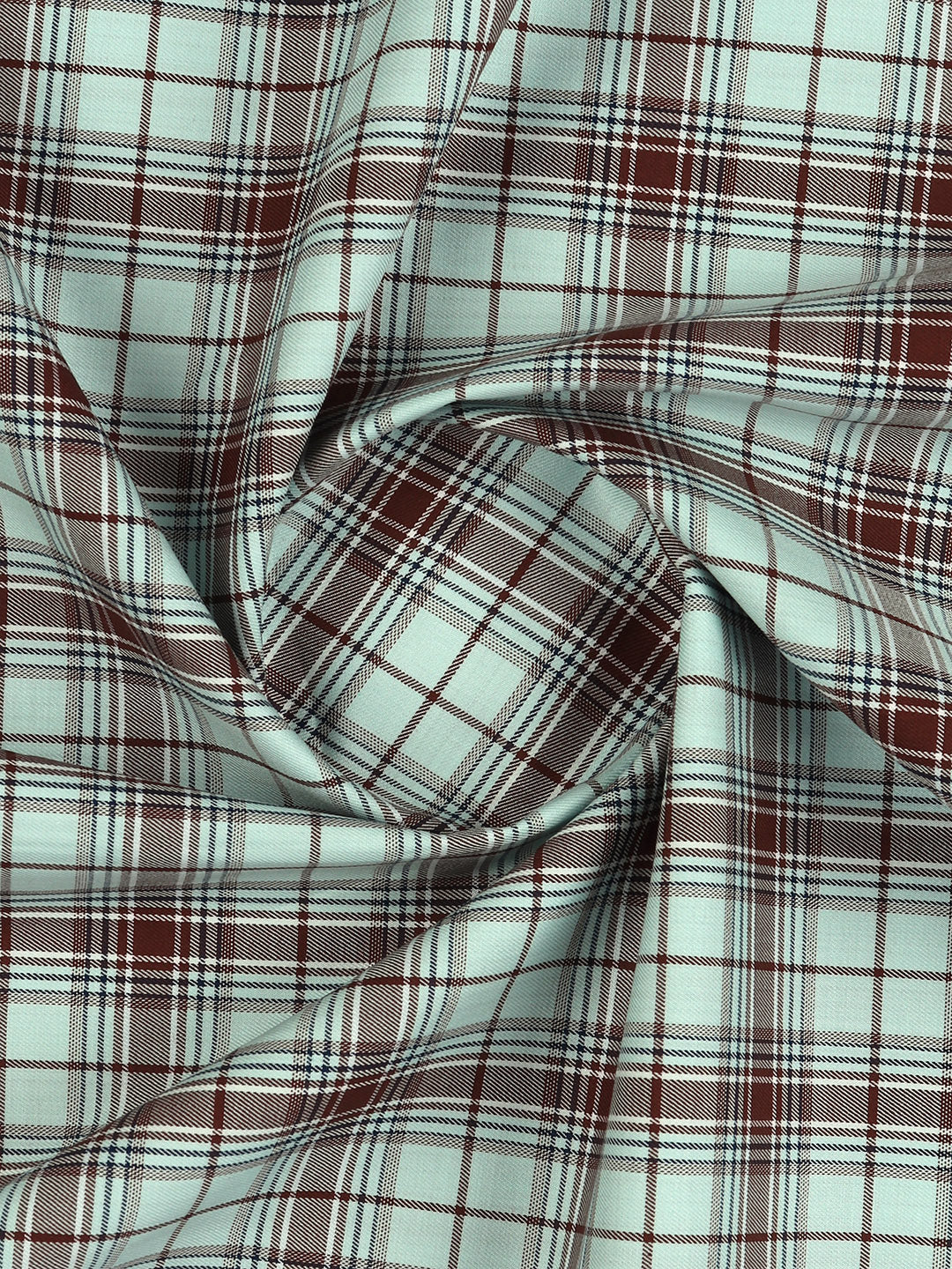 Giza Cotton Blend Checked Shirt Fabric Mint Green Cascade