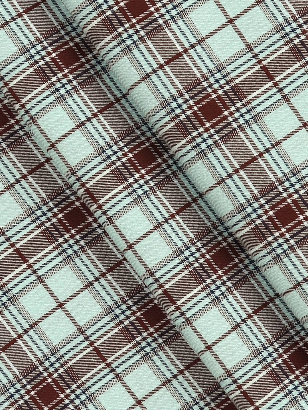 Giza Cotton Blend Checked Shirt Fabric Mint Green Cascade - Image 2