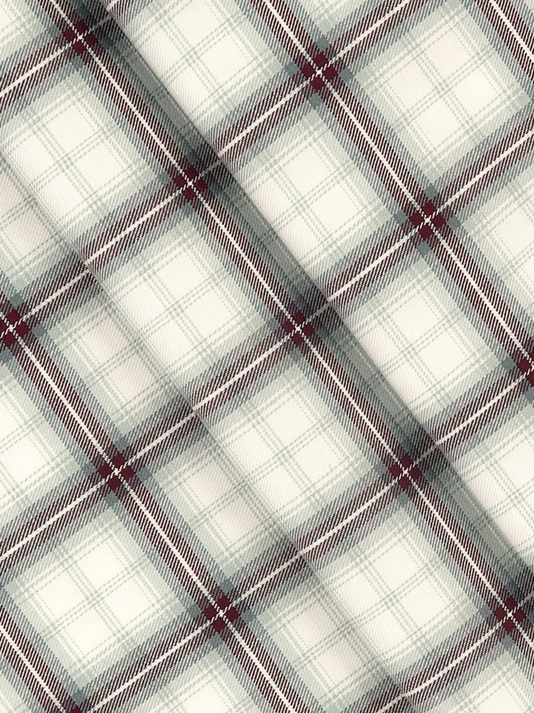 Giza Cotton Blend Checked Shirt Fabric White with Green Cascade - Image 2