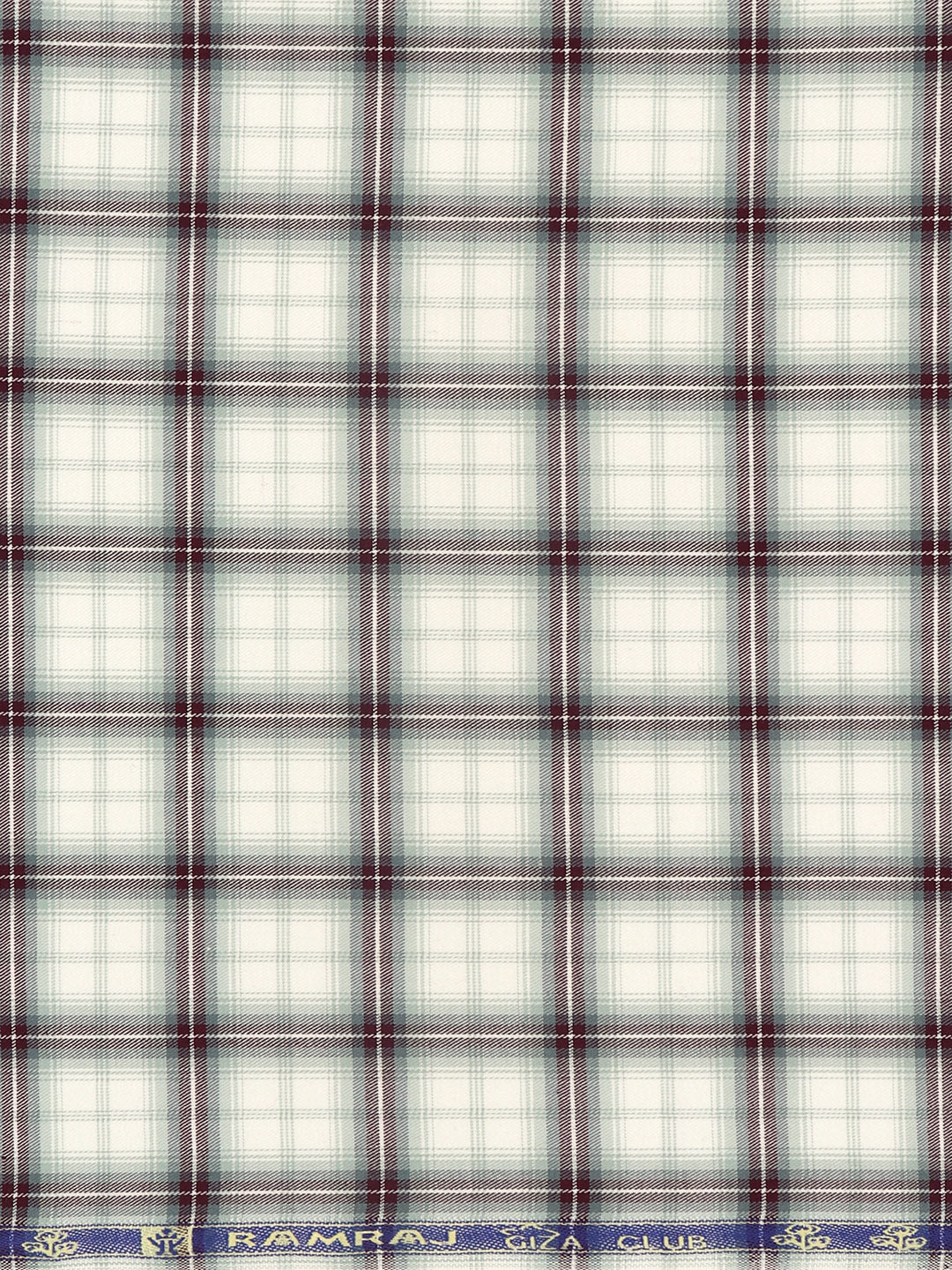 Giza Cotton Blend Checked Shirt Fabric White with Green Cascade - Image 3