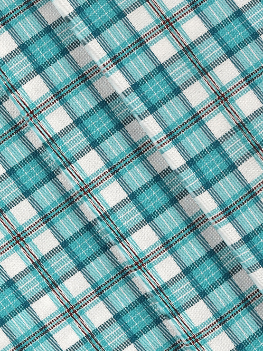 Giza Cotton Checked Shirt Fabric Blue Cascade - Image 2