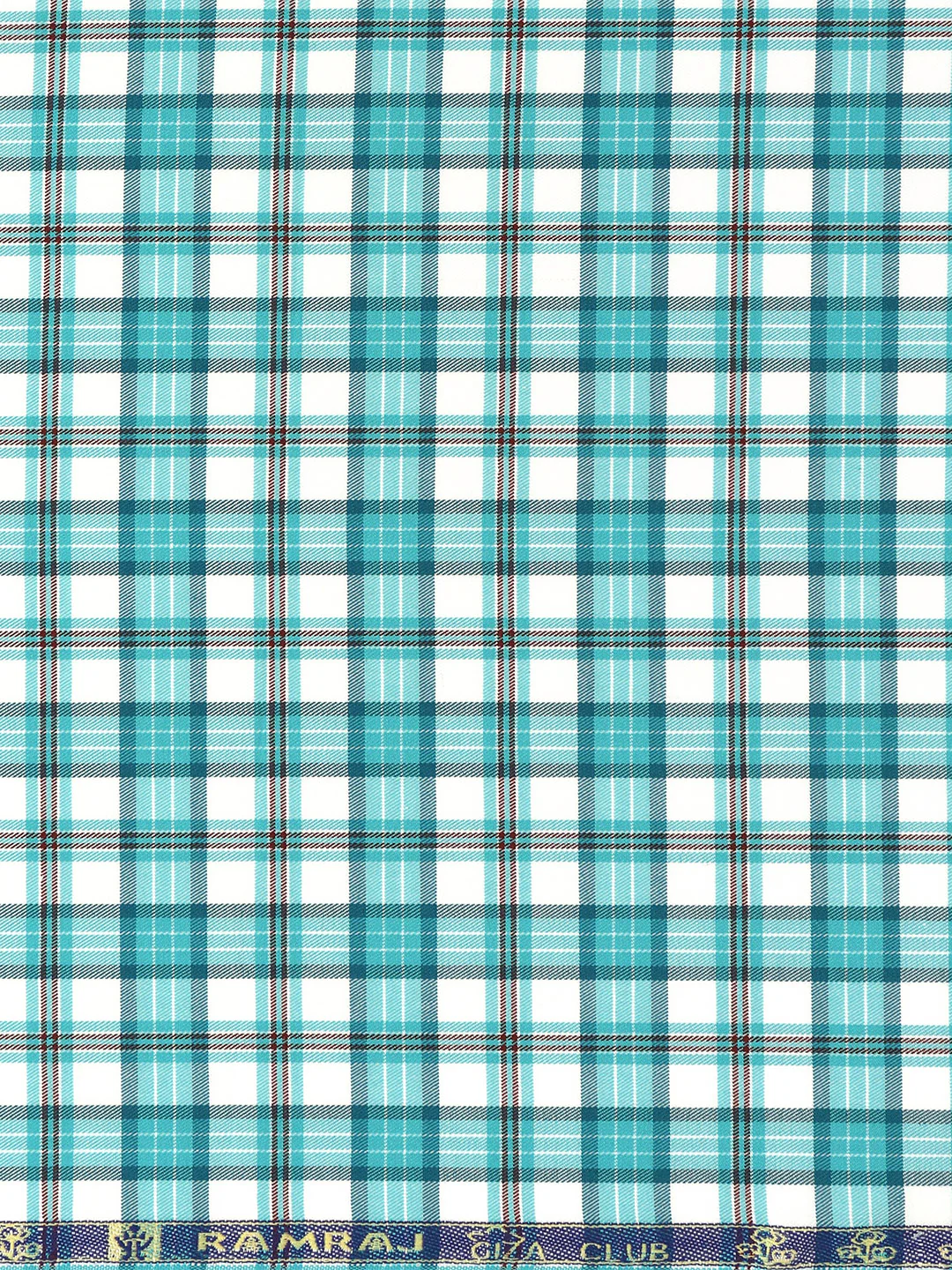 Giza Cotton Checked Shirt Fabric Blue Cascade - Image 3