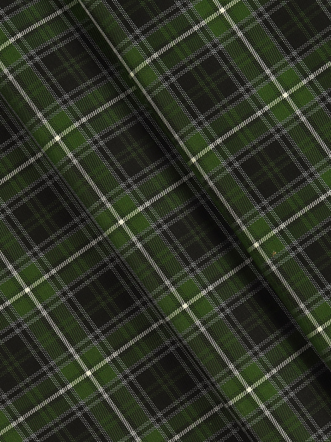 Giza Cotton Checked Shirt Fabric Green Cascade - Image 2