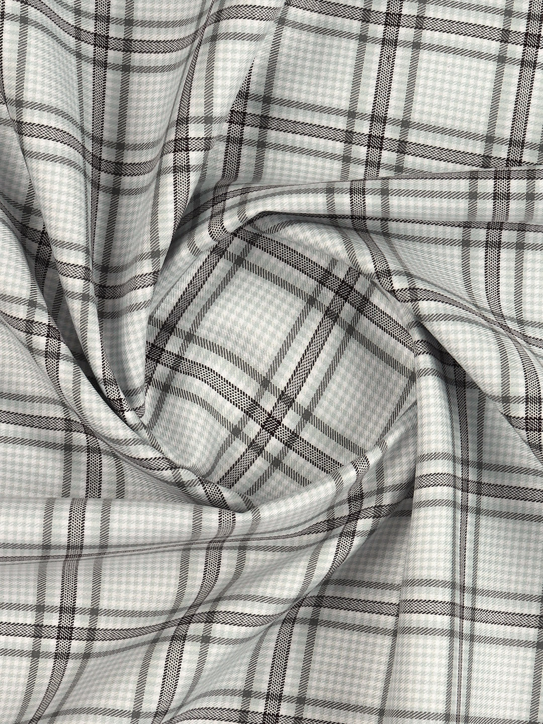 Giza Cotton Checked Shirt Fabric Grey Cascade