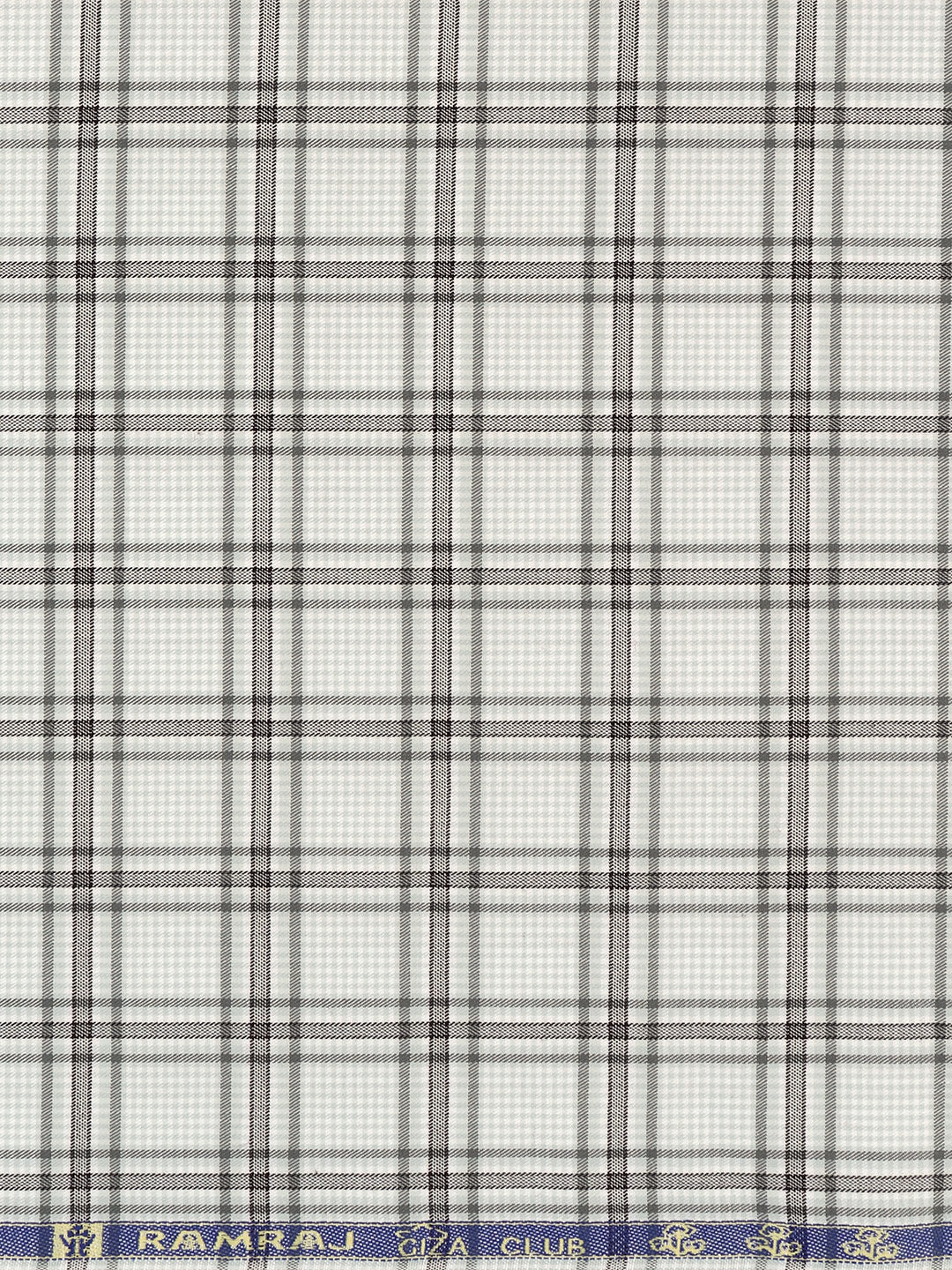 Giza Cotton Checked Shirt Fabric Grey Cascade - Image 3