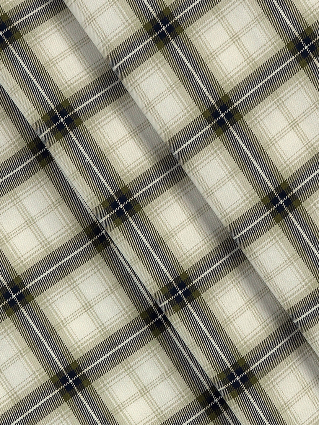 Giza Cotton Checked Shirt Fabric Light Green Cascade - Image 2