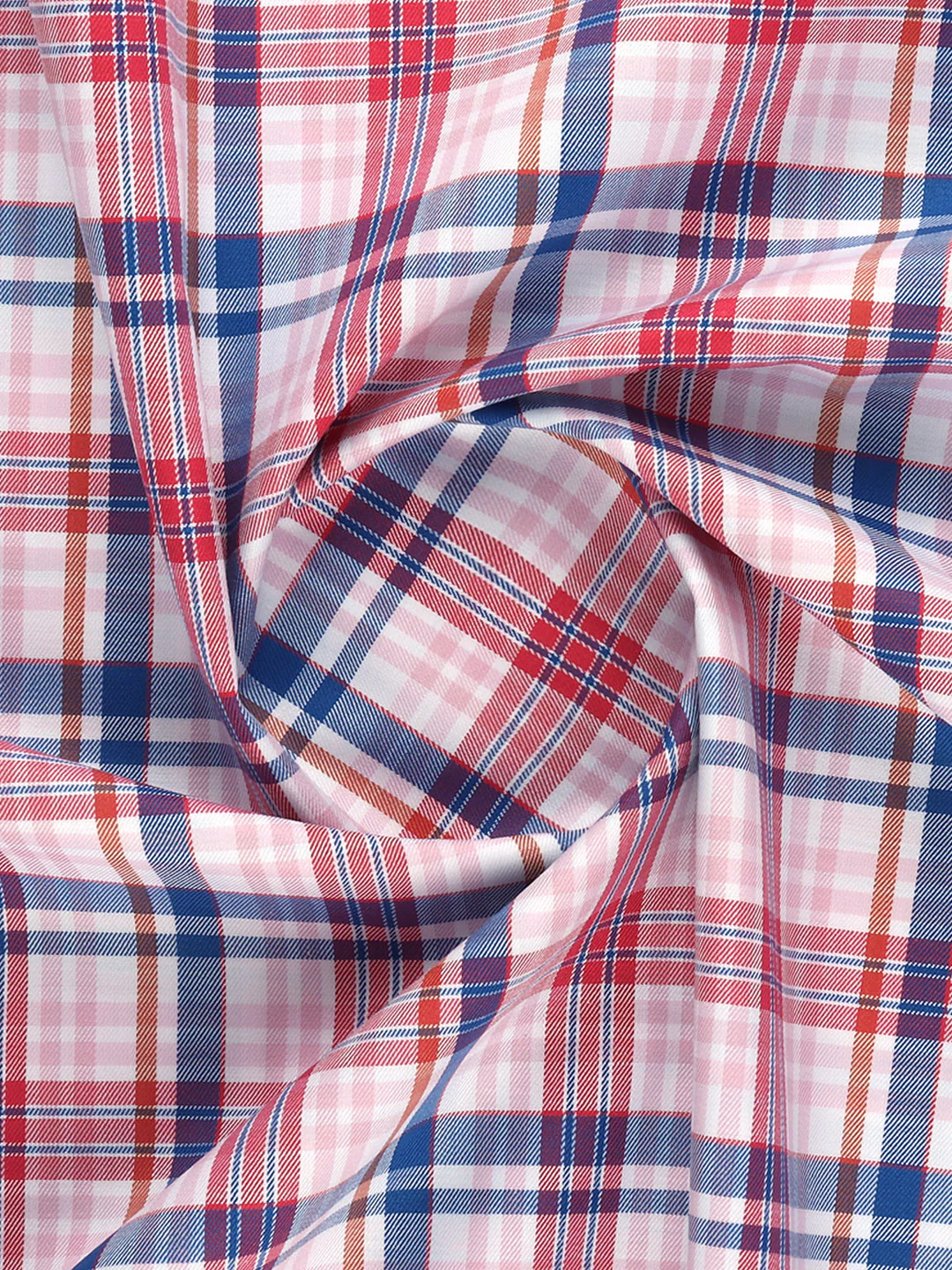 Giza Cotton Checked Shirt Fabric Red with Blue Cascade