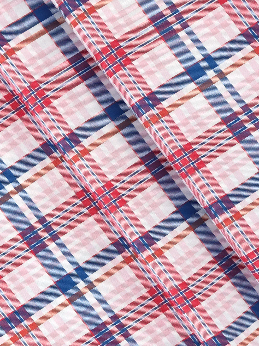 Giza Cotton Checked Shirt Fabric Red with Blue Cascade - Image 2