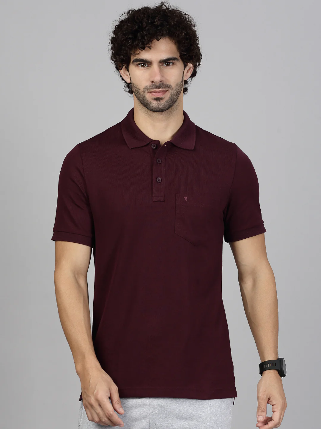 Grape Polo T-shirt with Grey Shorts Combo - Image 2