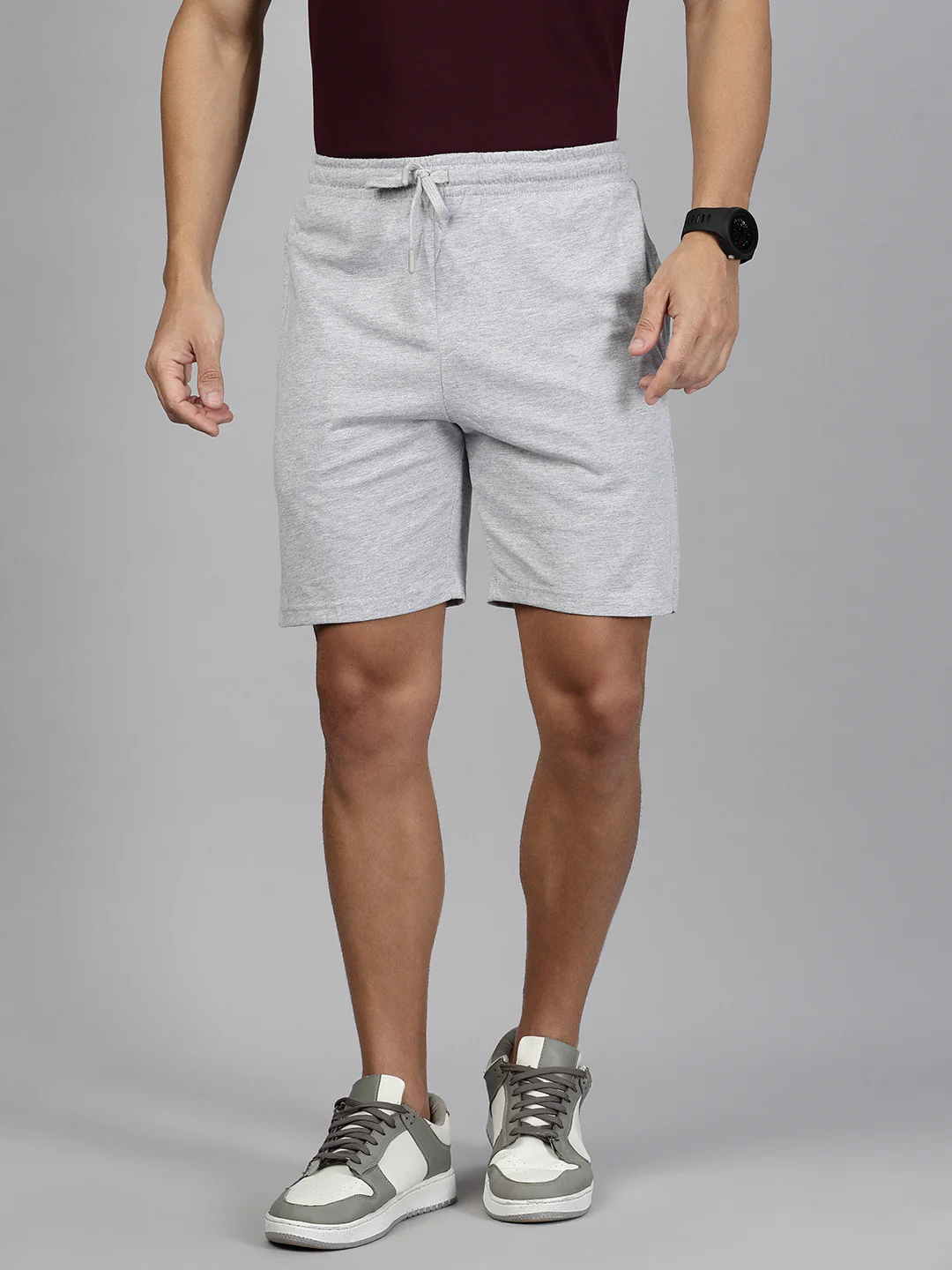 Grape Polo T-shirt with Grey Shorts Combo - Image 3