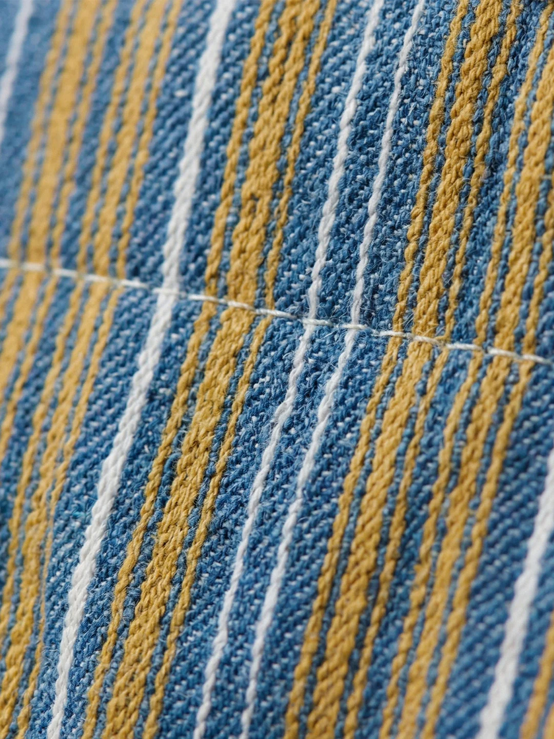 Handwoven Jamakkalam Tote Bag – Blue Base with Yellow & White Striped | Premium Cotton Hand Bag - Image 7