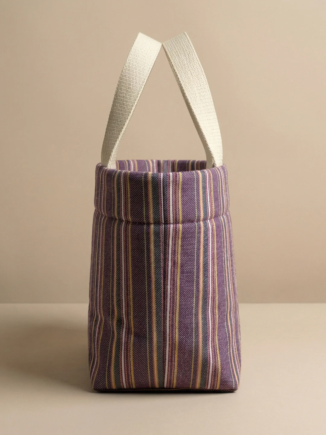 Handwoven Jamakkalam Tote Bag – Purple Base with Yellow & White Stripes | Premium Cotton Hand Bag - Image 7