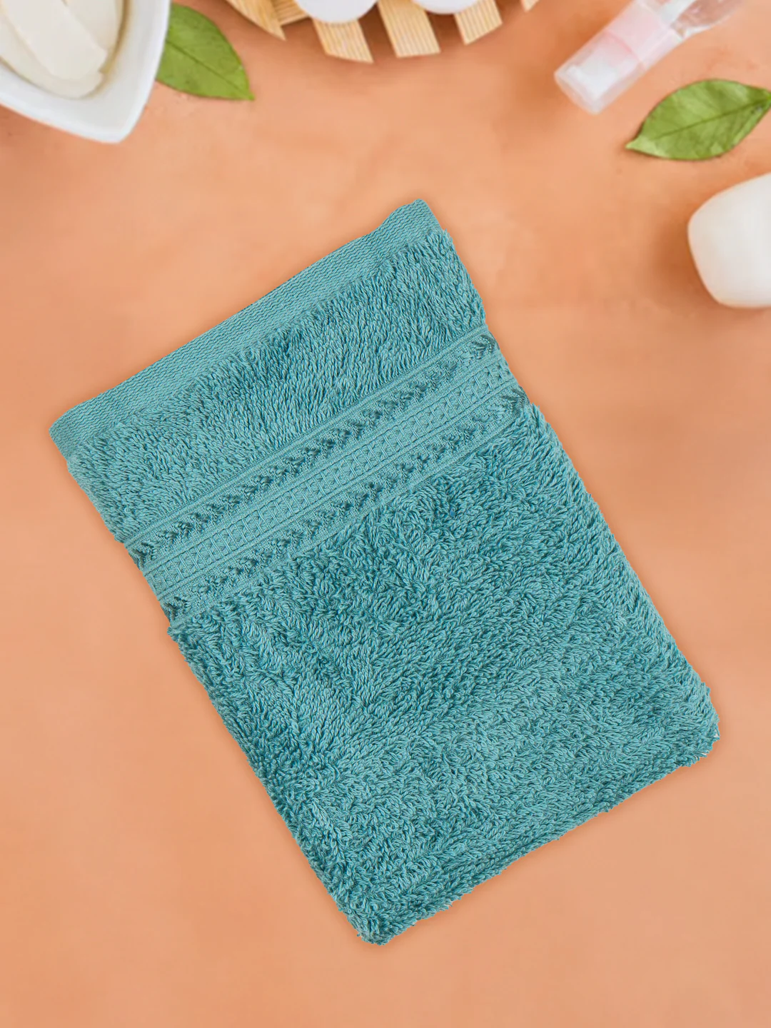 Highly Absorbent & Quick Dry Cotton Bamboo Terry Towel Set – Blue Hand, Face & Bath Towels (Pack of 3) - Image 2