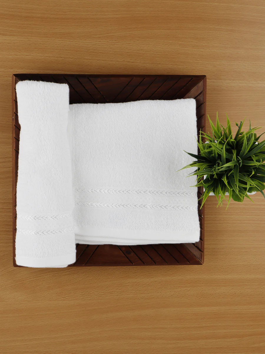 Highly Absorbent & Quick Dry Cotton Bamboo Terry Towel Set – Cream Hand, Face & Bath Towels (Pack of 3) - Image 6