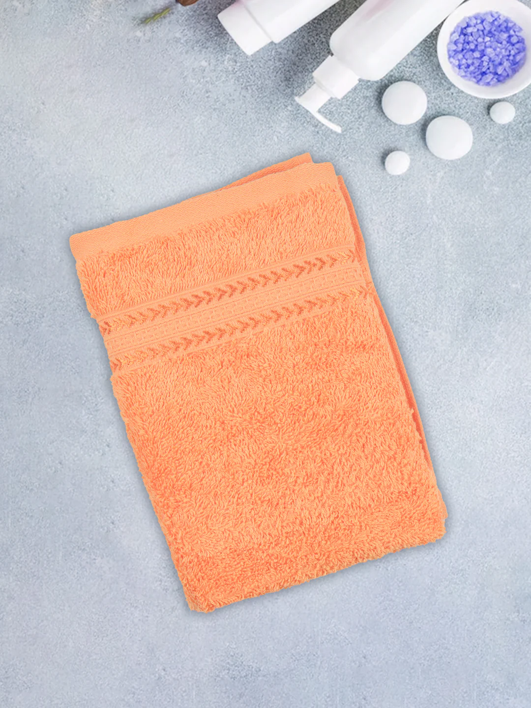 Highly Absorbent & Quick Dry Cotton Bamboo Terry Towel Set – Orange Hand, Face & Bath Towels (Pack of 3) - Image 3