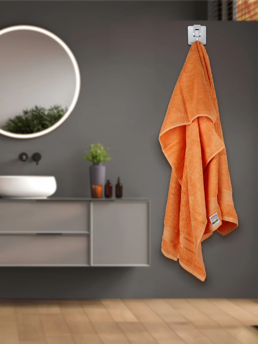 Highly Absorbent & Quick Dry Cotton Bamboo Terry Towel Set – Orange Hand, Face & Bath Towels (Pack of 3) - Image 4