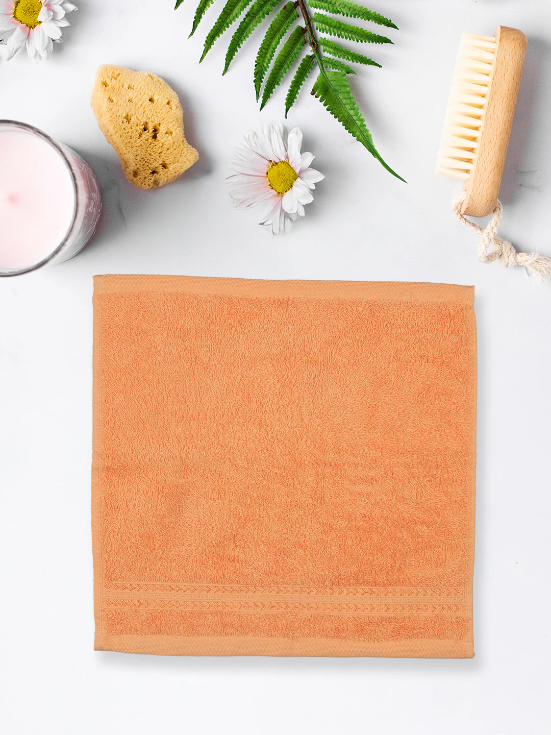 Highly Absorbent & Quick Dry Cotton Bamboo Terry Towel Set – Orange Hand, Face & Bath Towels (Pack of 3) - Image 5