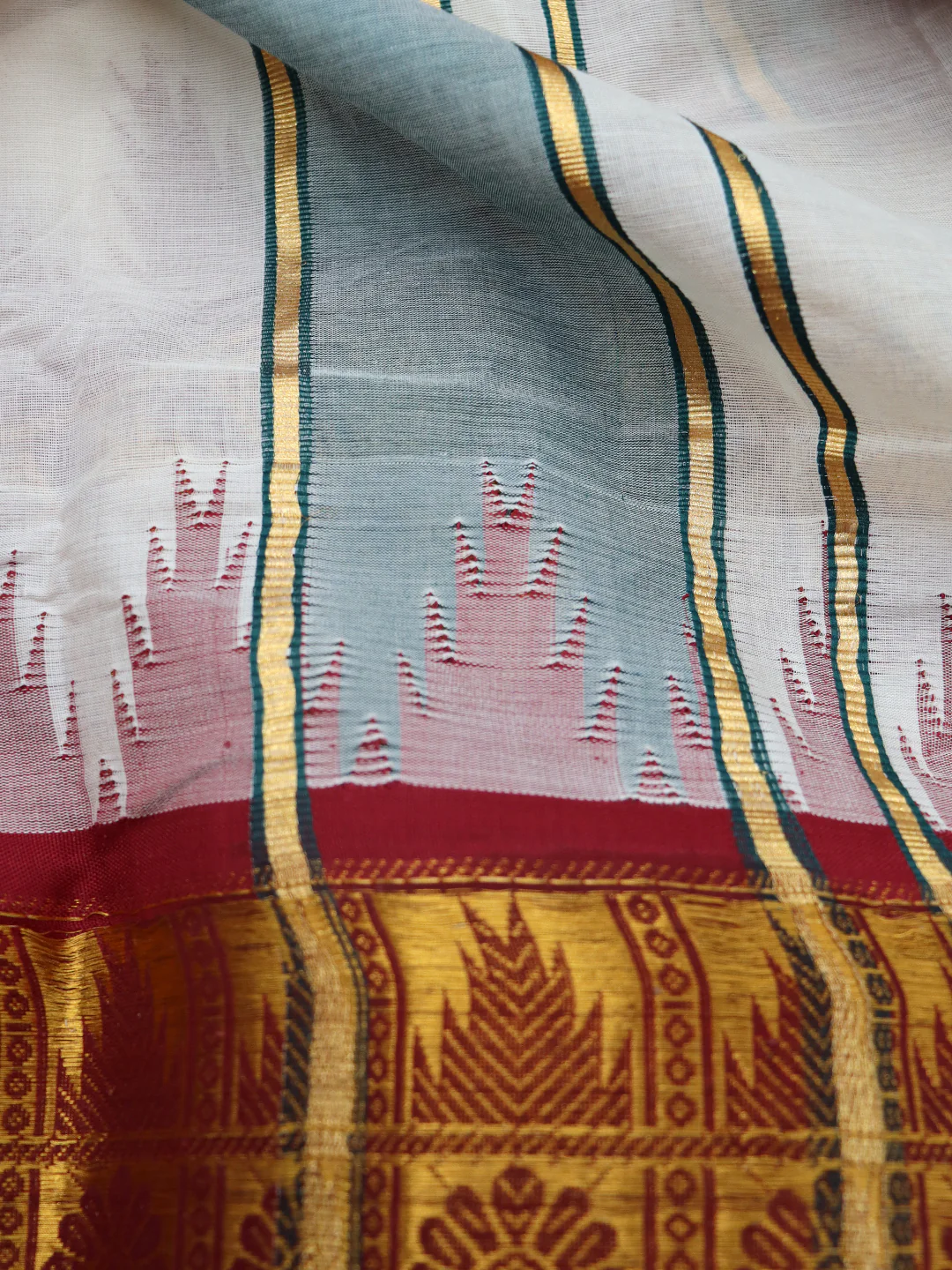 Kora Cotton Fancy Jari Border Panchakacham with Angavasthram (9+5) Seshachalam - Image 7