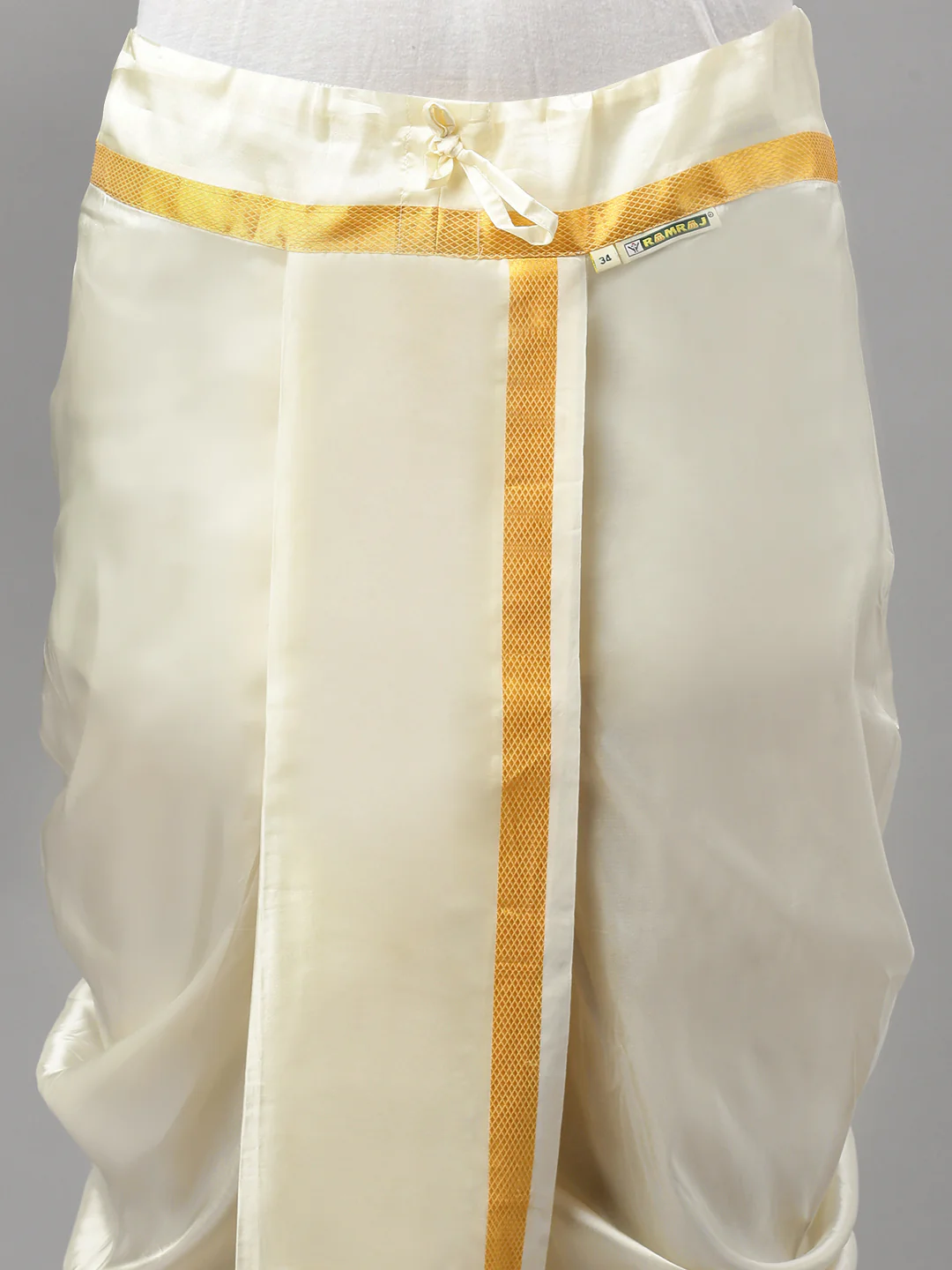 Like Father Like Son Cream Kurta Panchakacham & Towel Set - Image 6
