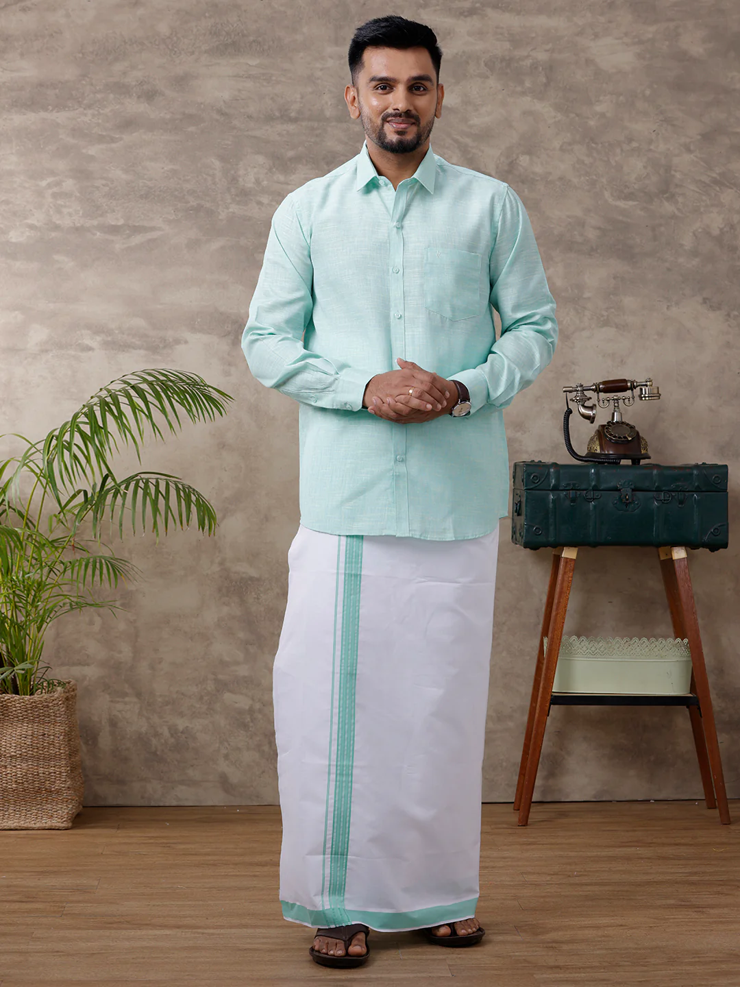 Like Father Like Son Full Sleeves Combo Set Pista Green C83 - Image 3